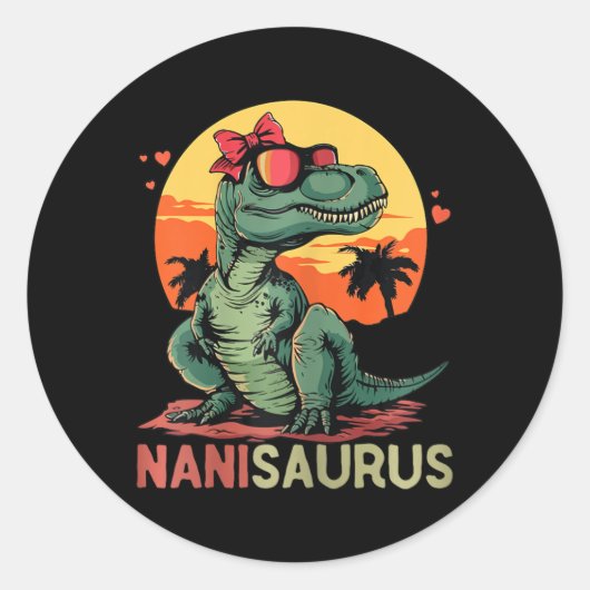 Nanisaurus Dino Dinosaur Nani-saurus T-rex Mutter' Runder Aufkleber (Vorderseite)