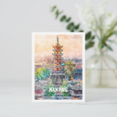 Nanjing China Berühmte Wasserfarbskizze Postkarte (Stehend Vorderseite)