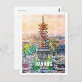 Nanjing China Berühmte Wasserfarbskizze Postkarte (Vorne/Hinten)