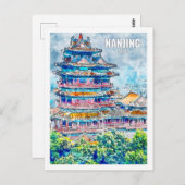 Nanjing China Berühmter Reiseort Wasserfarben Postkarte (Vorne/Hinten)