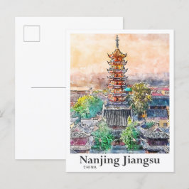 Nanjing Jiangsu China Wasserfarben Sketch Hand gez Postkarte