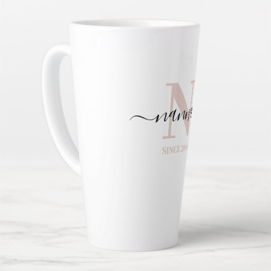 Nanna Elegant Script Monogram Blush Pink Milchtasse (Linke Ecke)