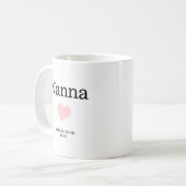 Nanna, rosa Herz, Single Foto Custom Kaffeetasse (Vorderseite Links)