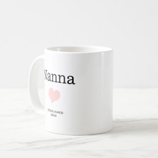 Nanna, rosa Herz, Single Foto Custom Kaffeetasse (Vorderseite Links)