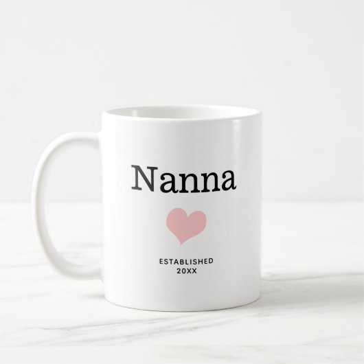 Nanna, rosa Herz, Single Foto Custom Kaffeetasse (Links)