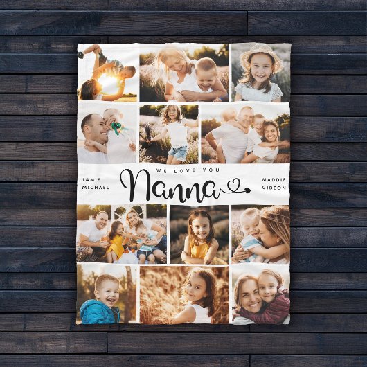 Nanna We Liebe you Hearts Modern Foto Collage Fleecedecke