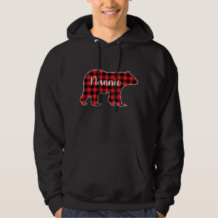 Nannie Bear Red Kariert Family Matching Christmas Hoodie