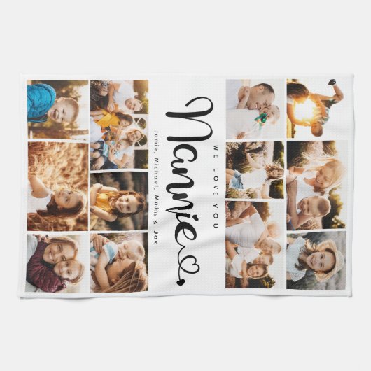 Nannie Wir Liebe hören Sie Moderne FotoCollage Geschirrtuch (Horizontal)