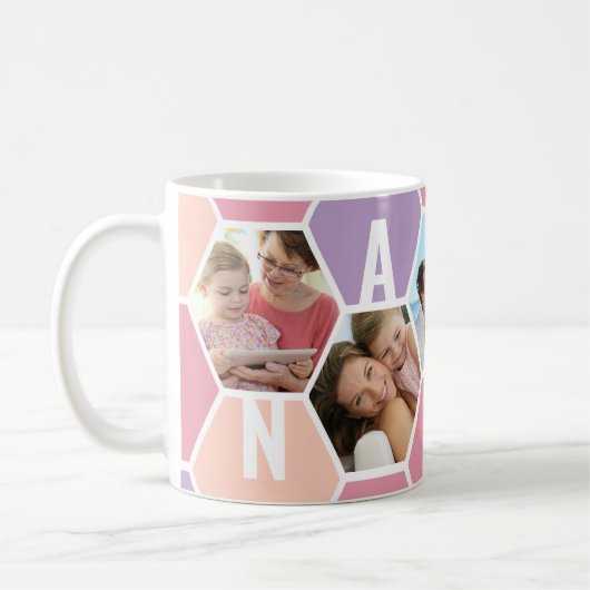 Nanny 5 Foto Editable 5 Letter Honeycomb Kaffeetasse (Links)