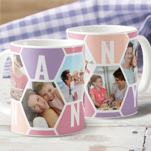 Nanny 5 Foto editierbar 5 Buchstaben Wabenmuster Kaffeetasse