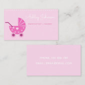 Nanny Babysitter Simple Niedlich Pink Stroller New Visitenkarte (Vorne/Hinten)