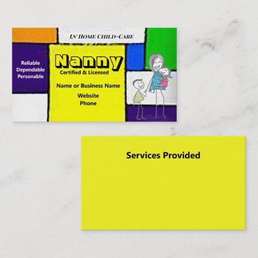 Nanny Business Card Visitenkarte (Vorne/Hinten)