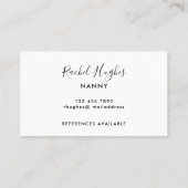 Nanny Business Card Visitenkarte (Rückseite)