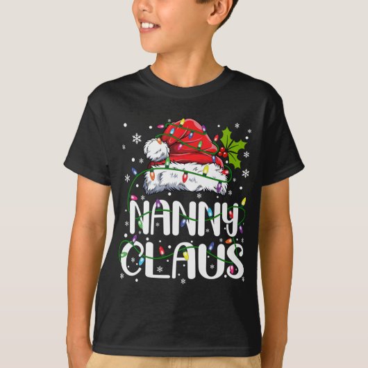 Nanny Claus Christmas Lights Pajama Family Matchin T-Shirt (Vorderseite)