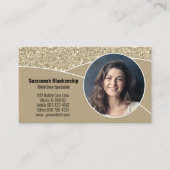 Nanny Custom Foto Imitate Gold Glitzer QR Code Visitenkarte (Vorderseite)