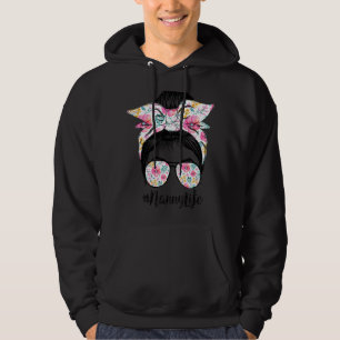 Nanny Life Messy Hair Bun Floral Frauen Mutter's D Hoodie