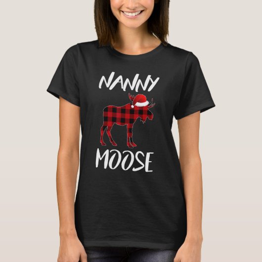 Nanny Moose Buffalo Red Kariert Santa Christmas Fa T-Shirt (Vorderseite)