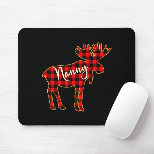 Nanny Moose _ Buffalo Red Plaid Family Christmas  Mousepad (Mit Mouse)