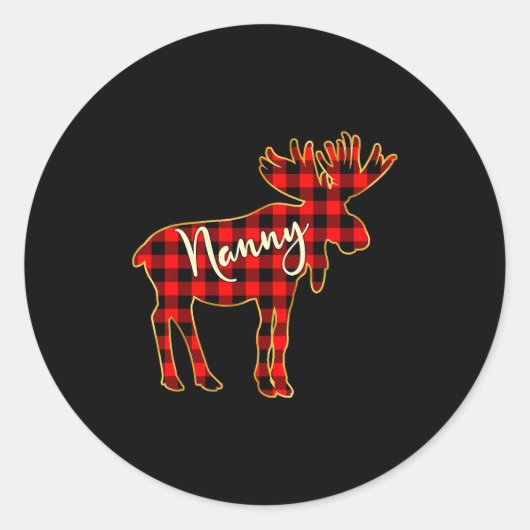 Nanny Moose _ Buffalo Red Plaid Family Christmas Runder Aufkleber (Vorderseite)