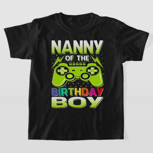 NANNY of the Birthday Boy Matching Video Gamer Bir T-Shirt (Ablage )