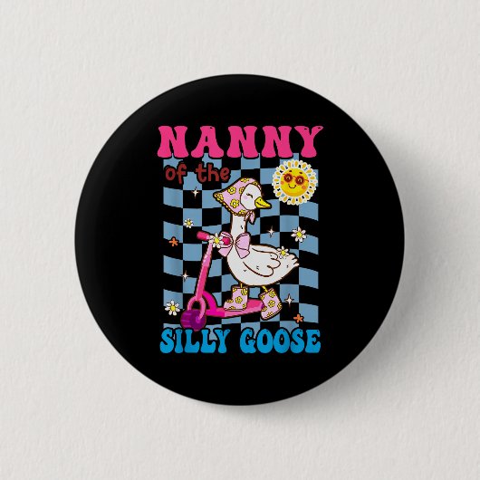 Nanny Of The Silly Goose First Birthday Family Mat Button (Vorderseite)