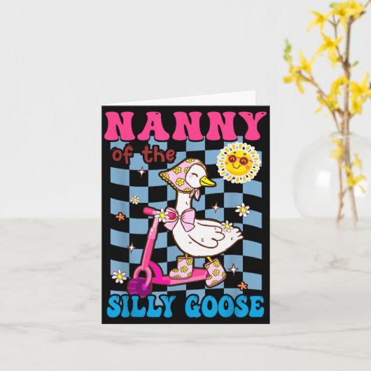 Nanny Of The Silly Goose First Birthday Family Mat Karte (Gelbe Blume)