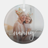 Nanny Oma Script Overlay Ornament Aus Glas (Vorderseite)