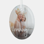 Nanny Oma Script Overlay Ornament Aus Glas (Vorderseite links)