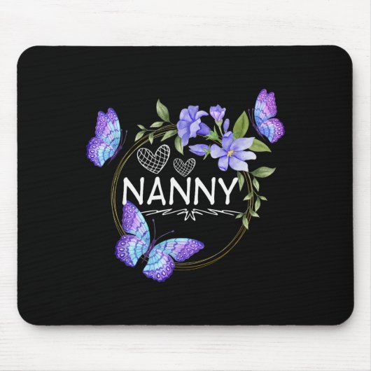 Nanny Shirt For Women With Butterflies Mother's Da Mousepad (Vorne)