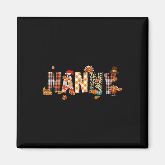 Nanny Truthahn Retro Herbst Herbst Leopard Ernteda Magnet (Vorne)