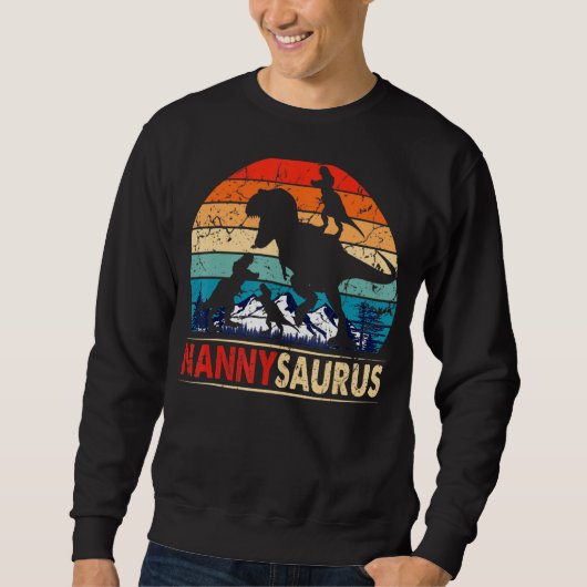 Nannysaurus T Rex Nanny Dinosaurier 3 Kinder Funny Sweatshirt (Vorderseite)
