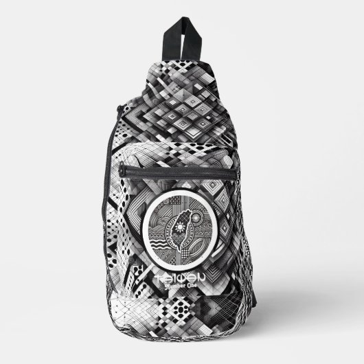 Nanometer Kariert Geometrie Land Taiwan Monogramm Crossbody Bag (Vorderseite)