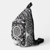 Nanometer Kariert Geometrie Land Taiwan Monogramm Crossbody Bag (Rechte Ecke)