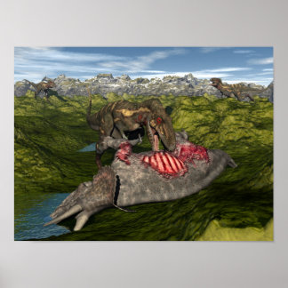 Nanotyrannus aß tote Triceratops Poster