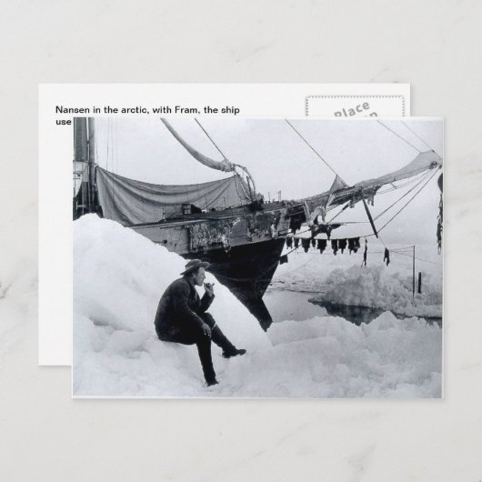 Nansen in der Arktis mit Fram Postkarte (Vorne/Hinten)