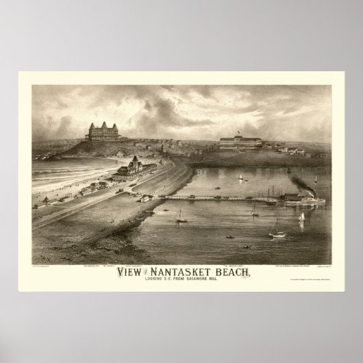 Nantasket Beach, MA Panorama Karte - 1879 Poster (Vorne)