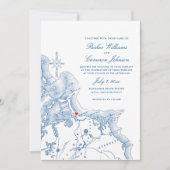 Nantasket Beach Resort Map Elegant Navy Wedding Einladung (Vorderseite)