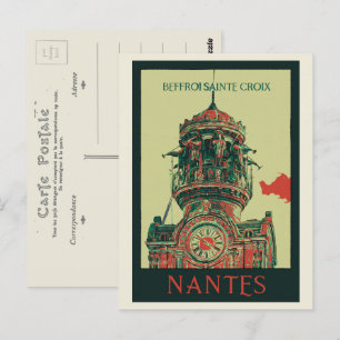 Nantes belfry Sainte Croix Frankreich Postkarte