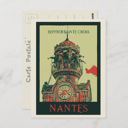 Nantes belfry Sainte Croix Frankreich Postkarte (Vorne/Hinten)