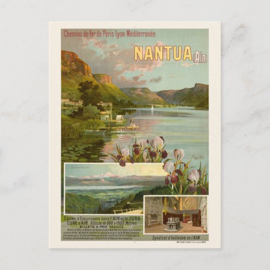 Nantua France Vintag Railroad Poster 1904 Postkarte (Vorderseite)