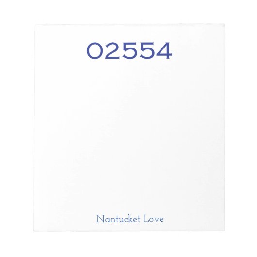 Nantucket 02554 Zip-Code Notepad Notizblock (Vorderseite)