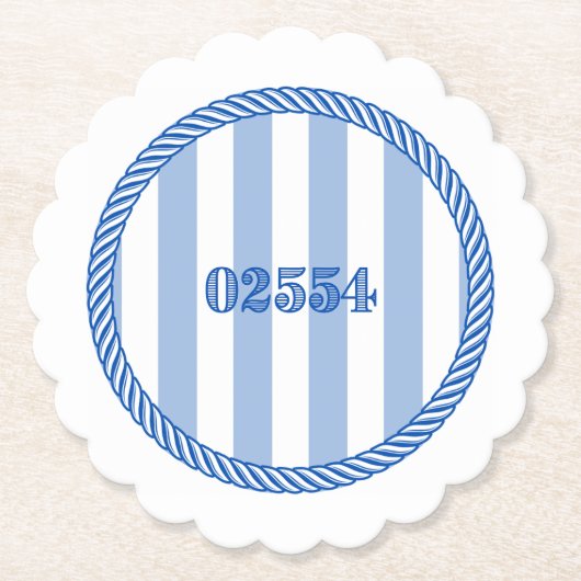 Nantucket 02554 Zip-Code-Untersetzer Blau weiß Untersetzer (Vorderseite)