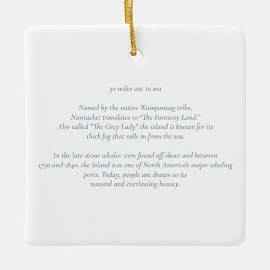 Nantucket 30 Meilen bis zur Keramik auf See Keramikornament (Vorderseite)