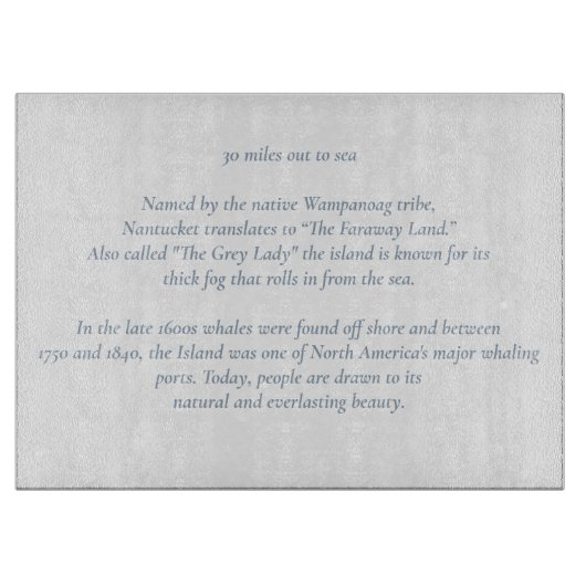 Nantucket 30 Meilen bis zur Tafel Schneidebrett (Vorderseite)