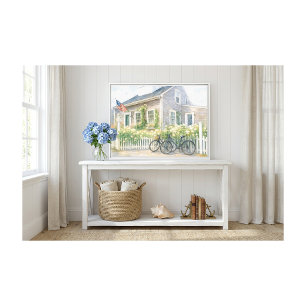Nantucket-Aquarell-Landhaus am Meer Leinwanddruck