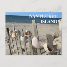 Nantucket Beach Muscheln auf einer Zaun-Postkarte
