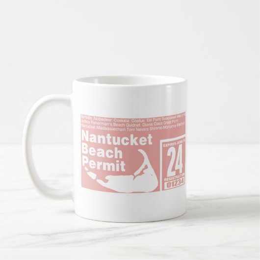 Nantucket Beach Permit 2024 Lachs Kaffeetasse (Links)