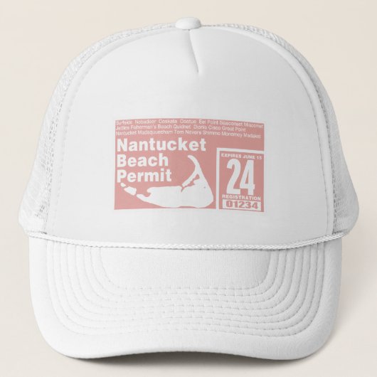 Nantucket Beach Permit 2024 Lachs Truckerkappe (Vorderseite)