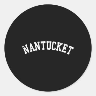 Nantucket bedrückte weiße Schrift Runder Aufkleber