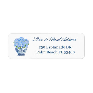 Nantucket Blue Chinoiserie Hydrangea Return Addres
